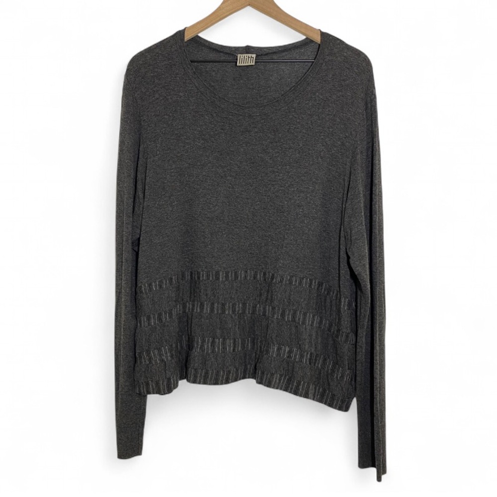 Lilith Charcoal Knit Long-Sleeve Pullover